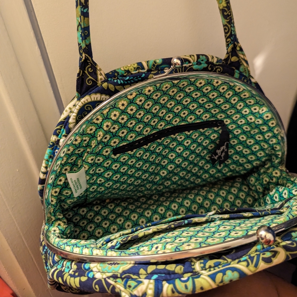 Vera Bradley Blue Green Handbag Paisley w Coinpurse Clasp